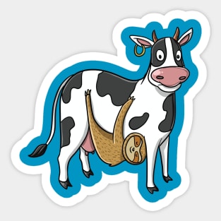 Cute Funny Dairy Cow Slow Sloth Pun Farmer Kids Gift Sticker